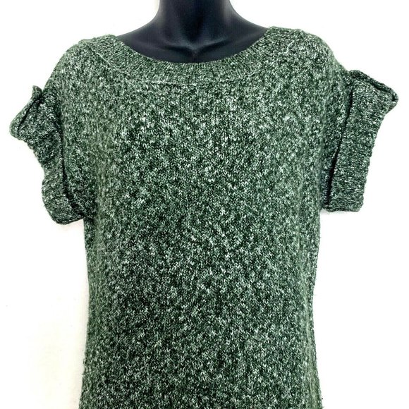 JJ Basics Knit Sweater Dress Short Sleeve Heather Green - Picture 2 of 6